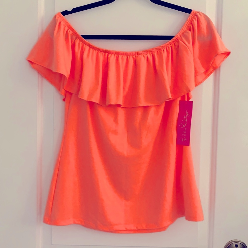 Lilly Pulitzer Off-the-shoulder Orange Top